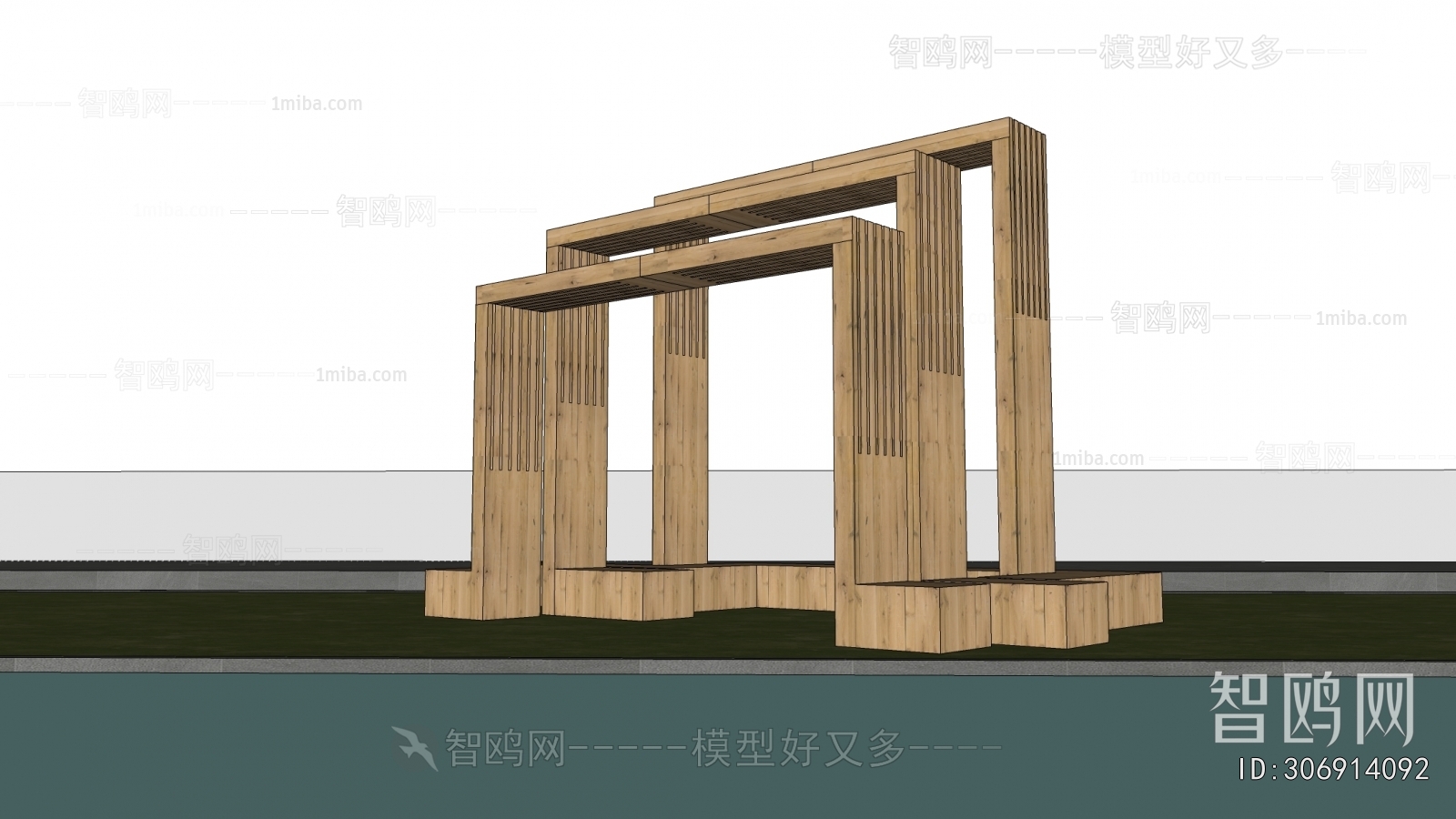 现代户外实木座凳组合