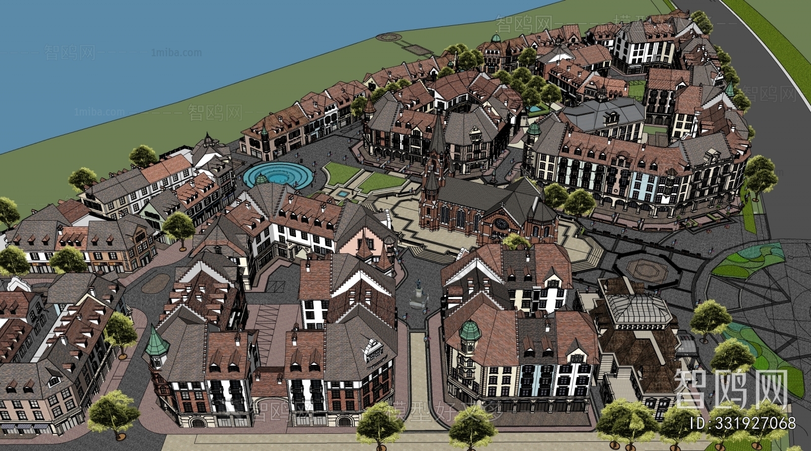 European Style Architectural Bird's-eye View Planning