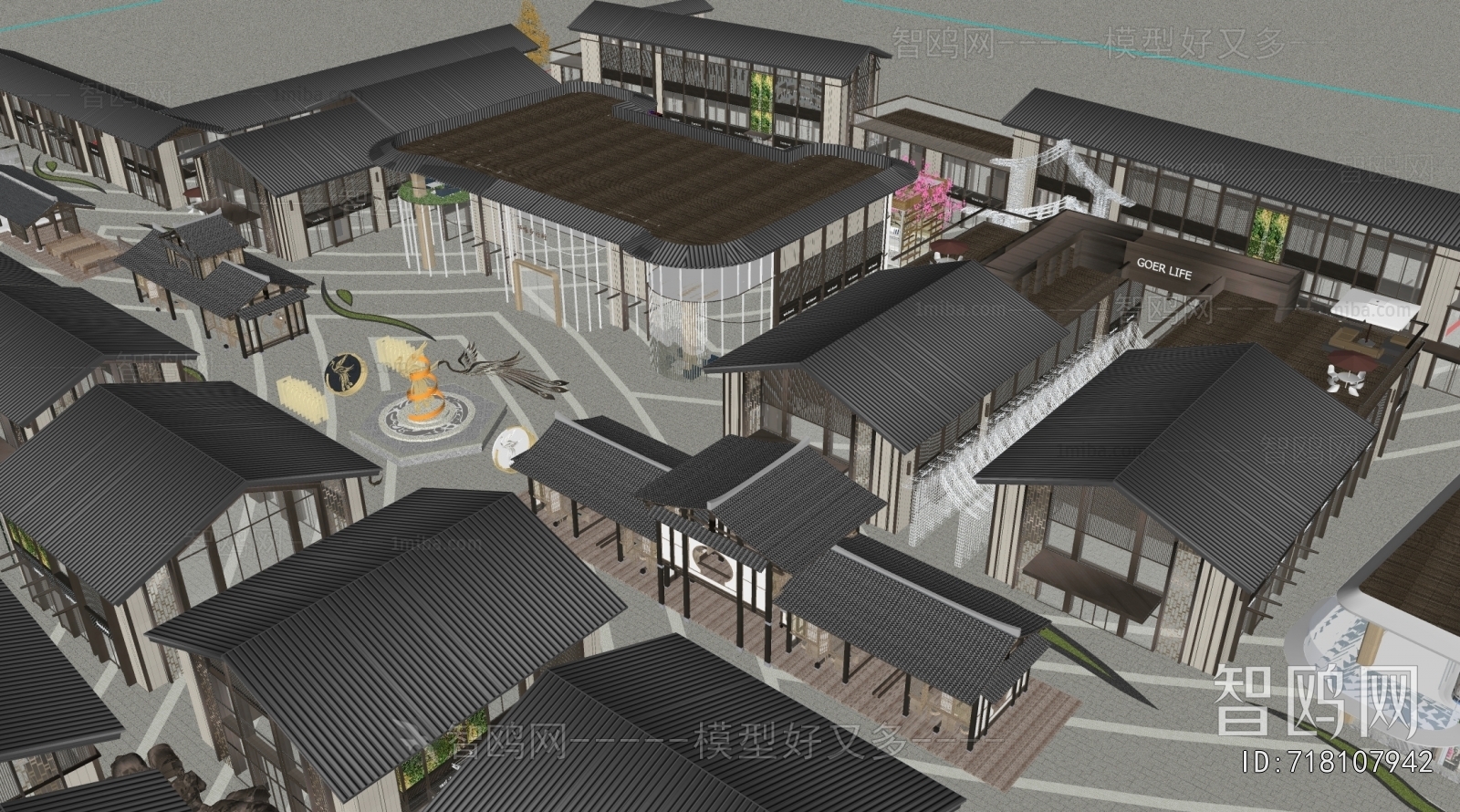 New Chinese Style Appearance Of Commercial Building