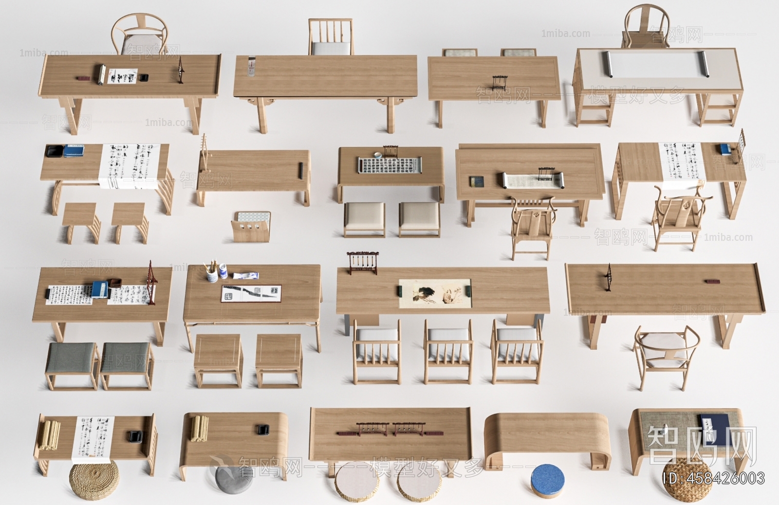 New Chinese Style Computer Desk And Chair