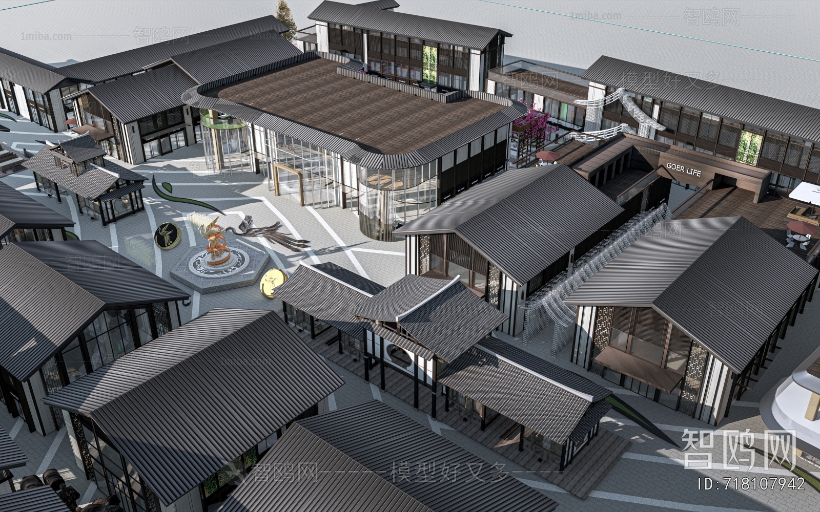 New Chinese Style Appearance Of Commercial Building