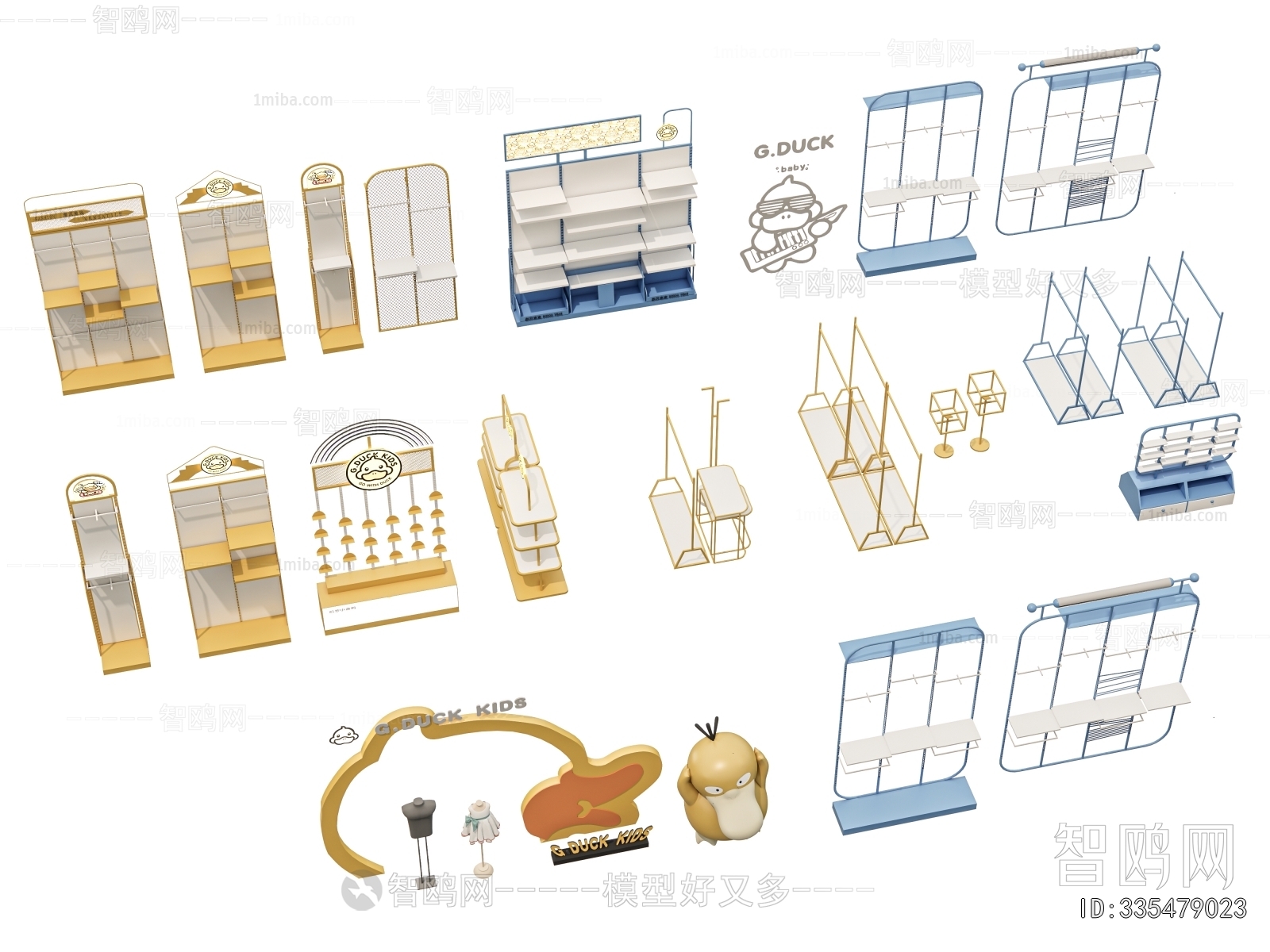 现代服装店衣架展柜组合