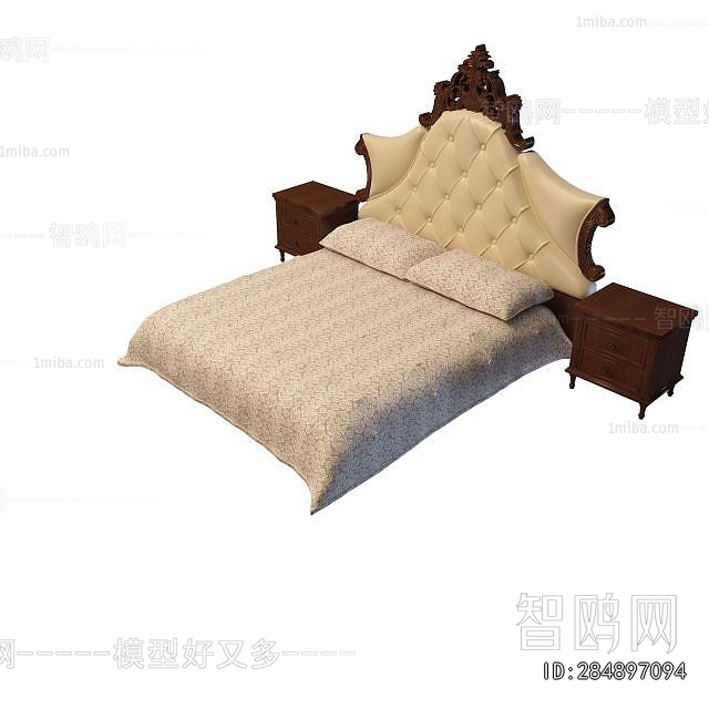 Simple European Style Double Bed
