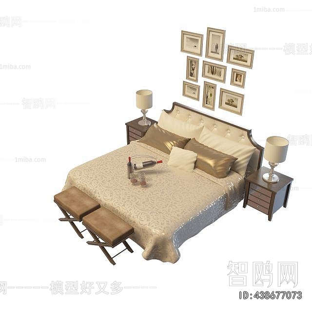 Simple European Style Double Bed