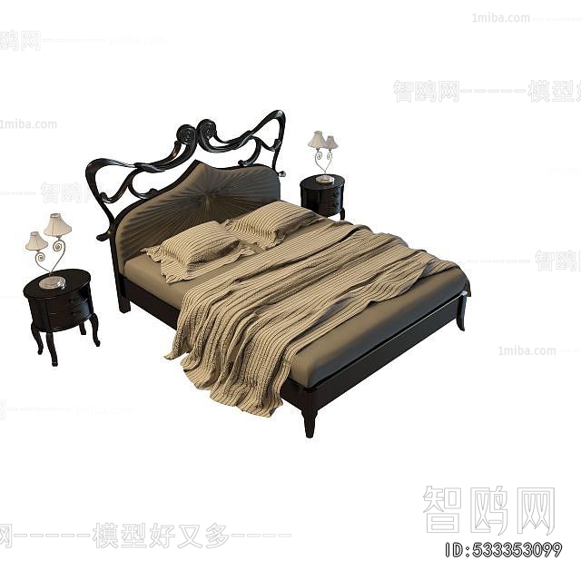 Simple European Style Double Bed