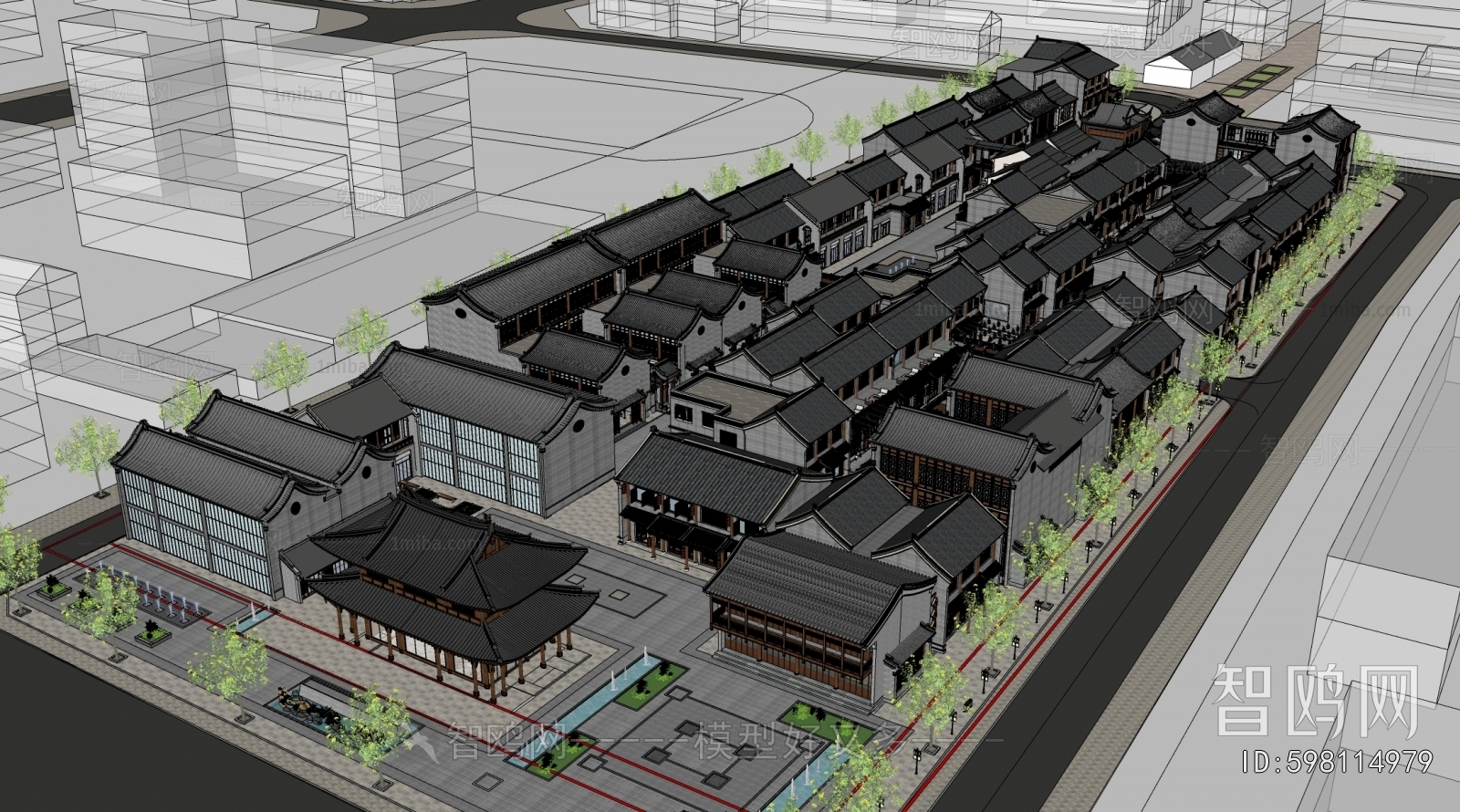 New Chinese Style Appearance Of Commercial Building