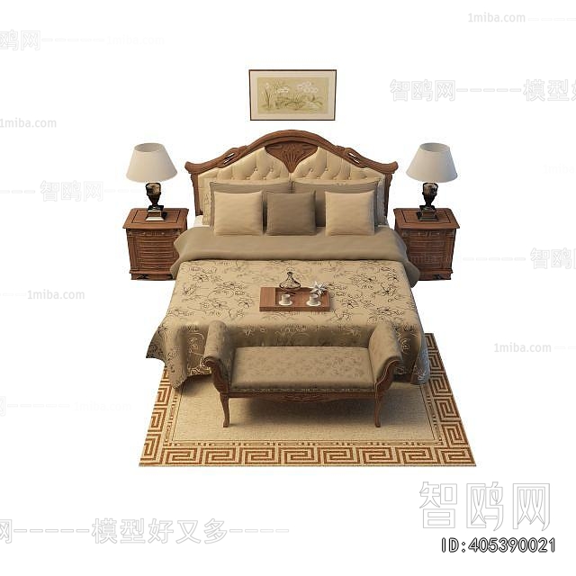 Simple European Style Double Bed