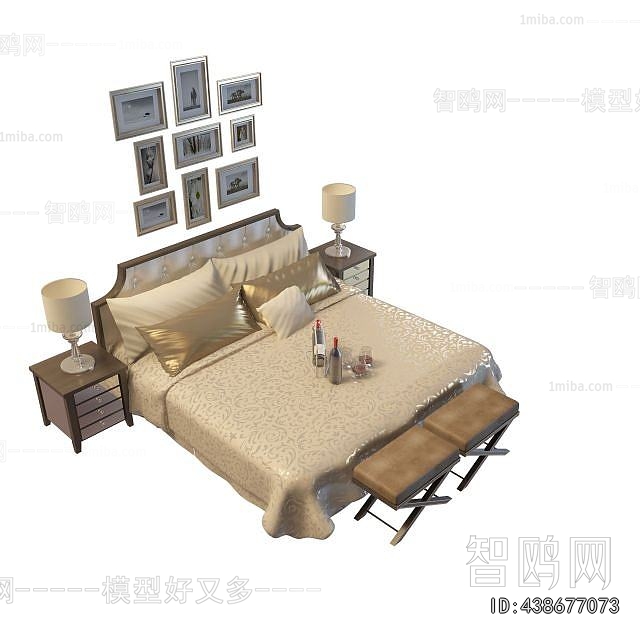 Simple European Style Double Bed
