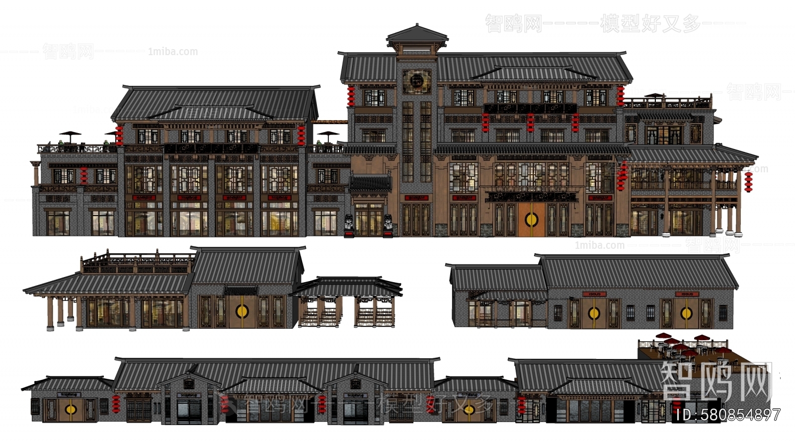 New Chinese Style Appearance Of Commercial Building