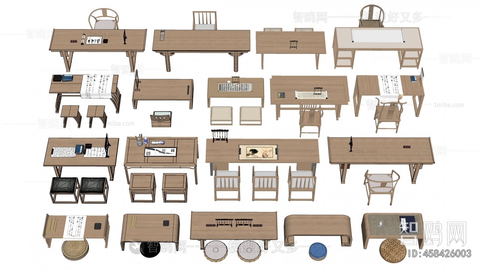New Chinese Style Computer Desk And Chair