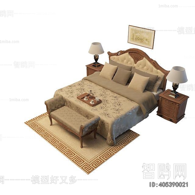 Simple European Style Double Bed