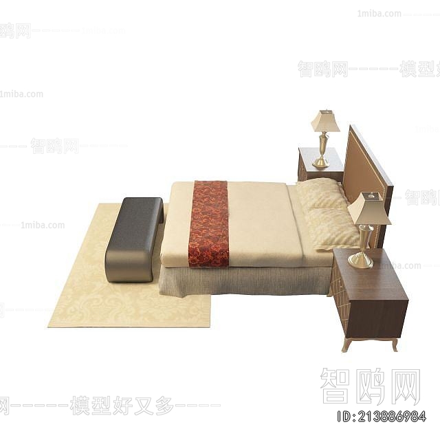 Simple European Style Double Bed
