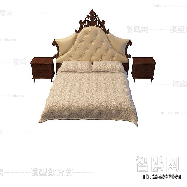 Simple European Style Double Bed