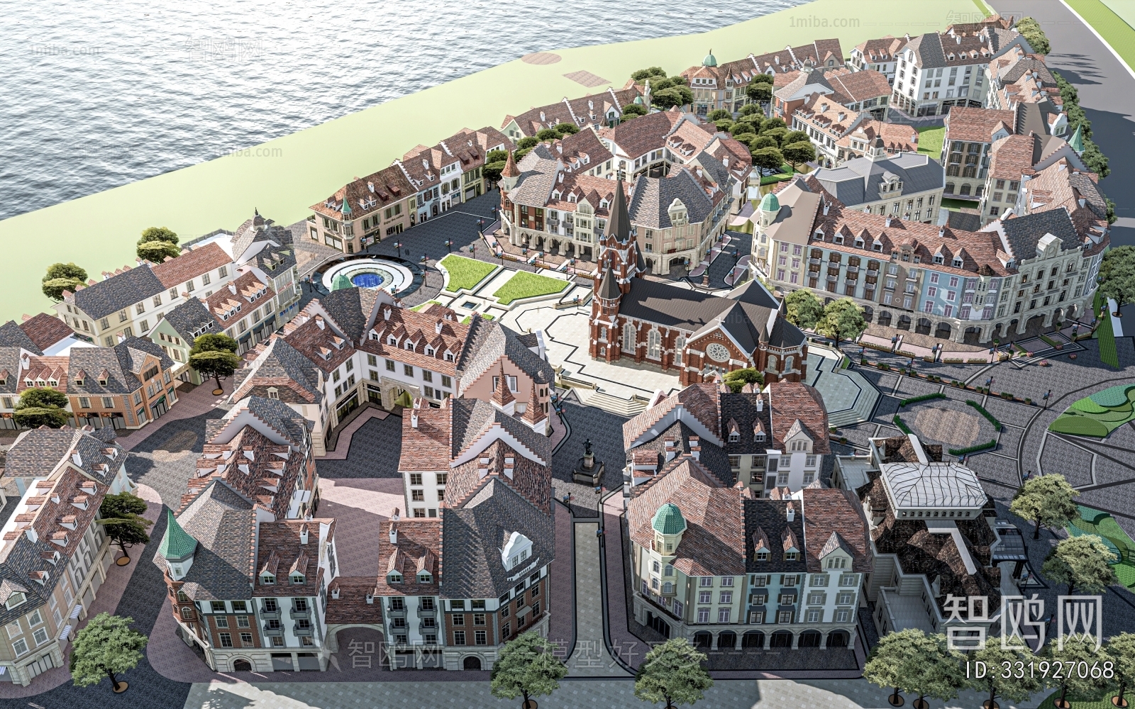 European Style Architectural Bird's-eye View Planning