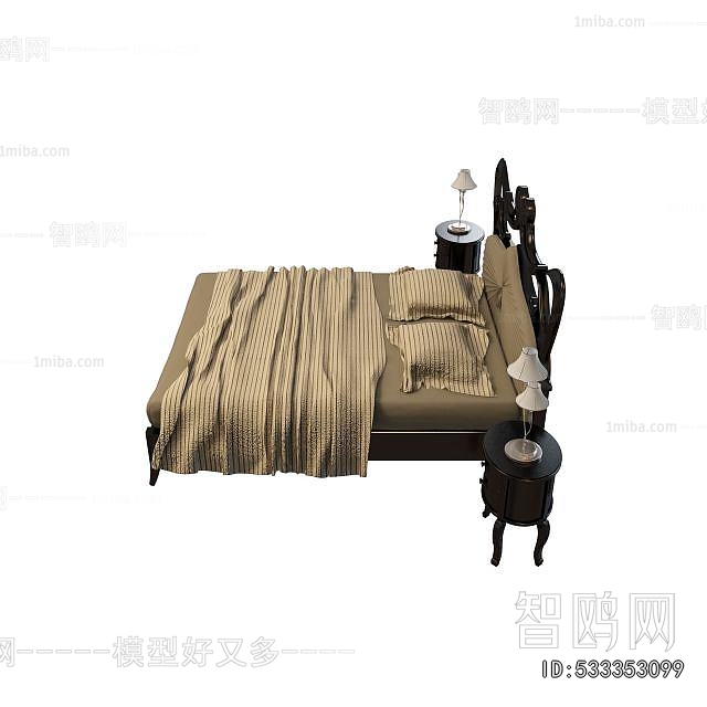 Simple European Style Double Bed