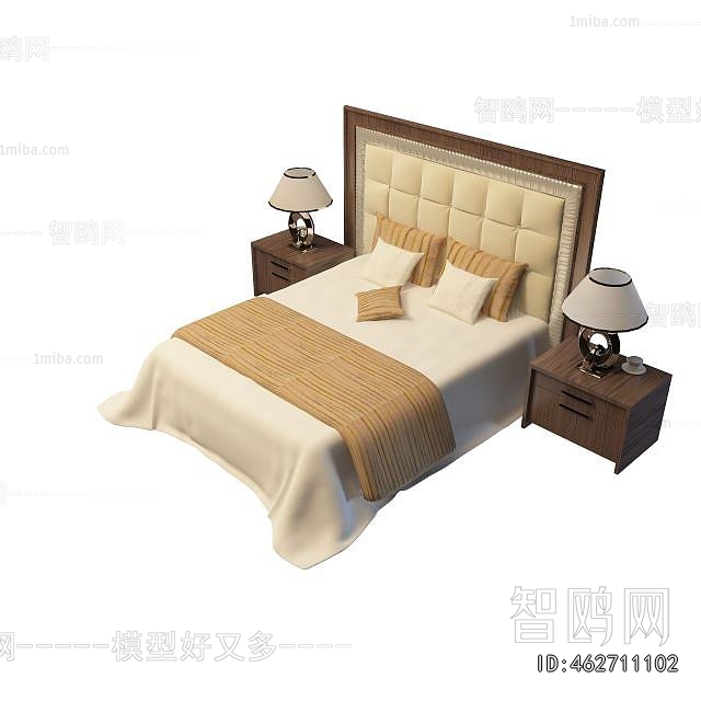 Simple European Style Double Bed
