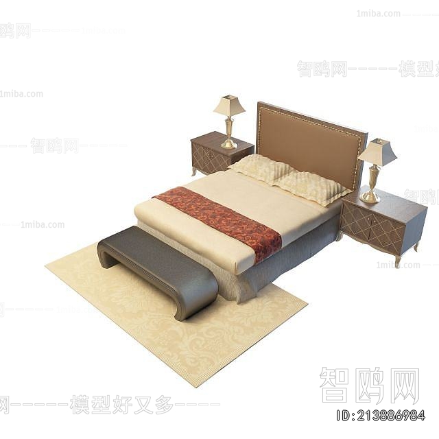 Simple European Style Double Bed