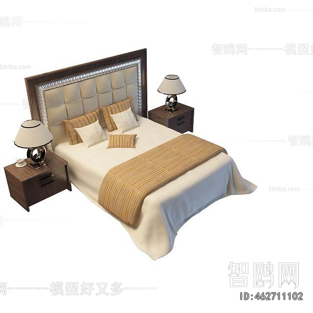 Simple European Style Double Bed