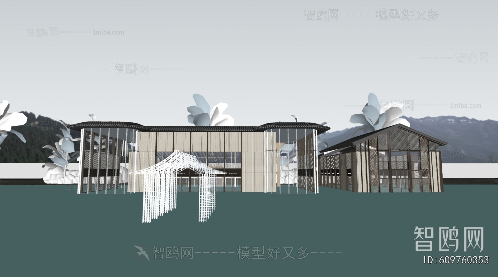 New Chinese Style Appearance Of Commercial Building