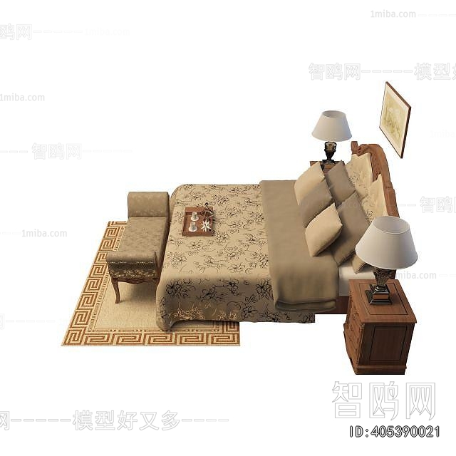 Simple European Style Double Bed