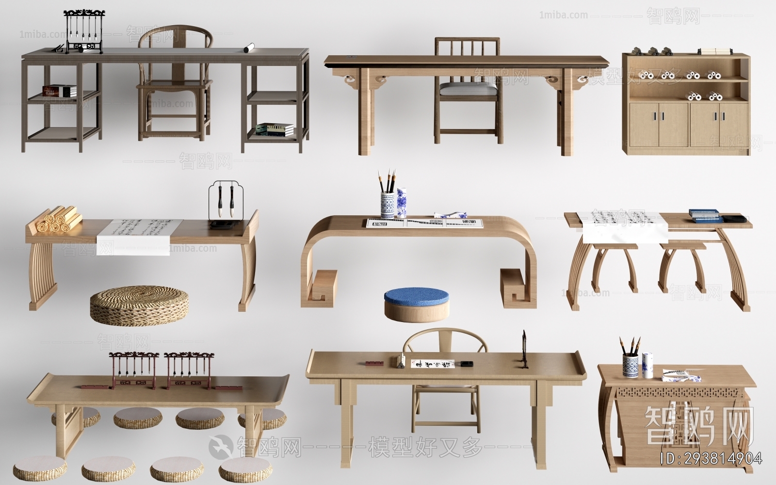 New Chinese Style Computer Desk And Chair