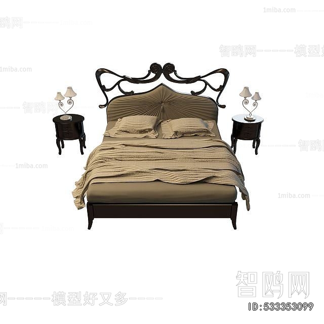 Simple European Style Double Bed
