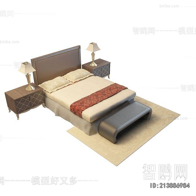 Simple European Style Double Bed