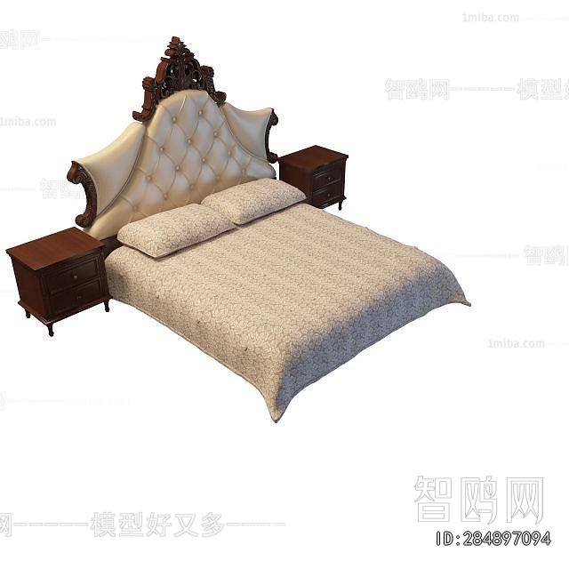 Simple European Style Double Bed