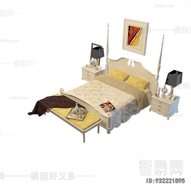 Simple European Style Double Bed