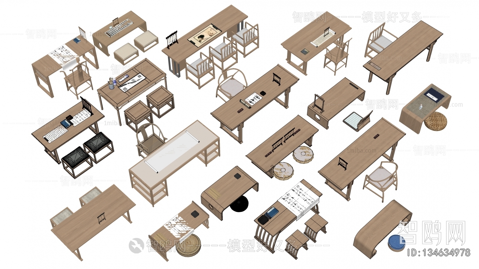 New Chinese Style Computer Desk And Chair