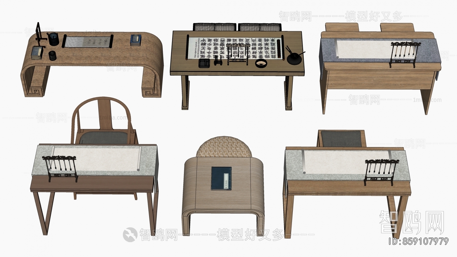 New Chinese Style Computer Desk And Chair