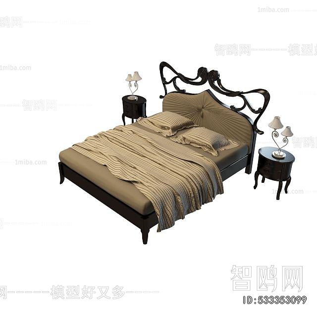 Simple European Style Double Bed