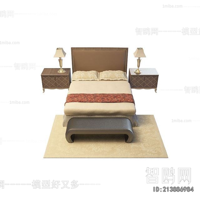 Simple European Style Double Bed