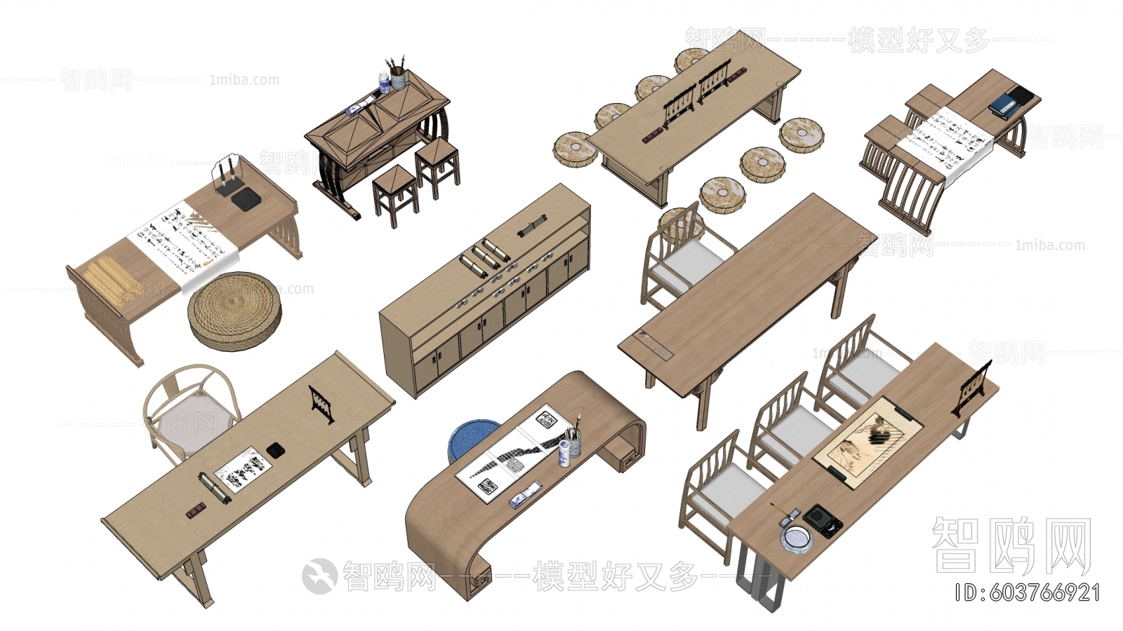 New Chinese Style Computer Desk And Chair