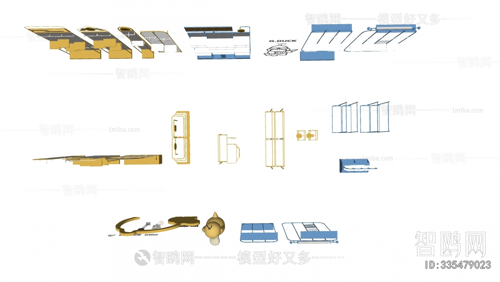 现代服装店衣架展柜组合