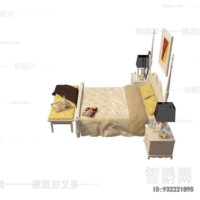 Simple European Style Double Bed