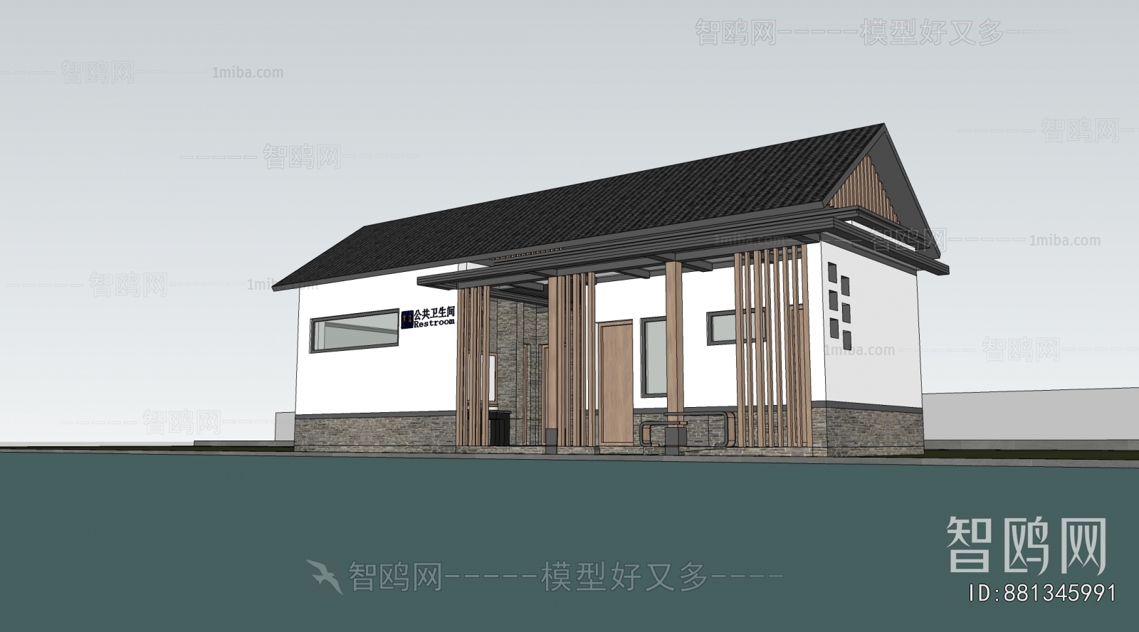 新中式公共厕所卫生间建筑