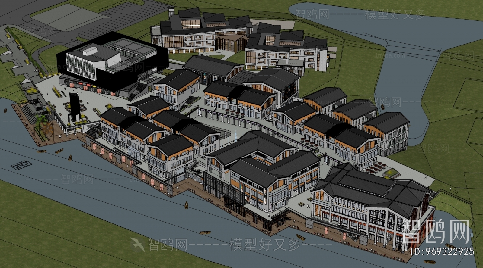 New Chinese Style Architectural Bird's-eye View Planning