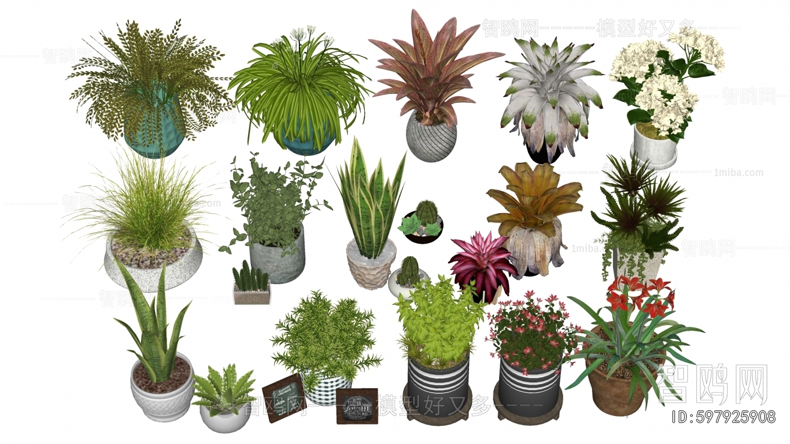 Modern Ground Green Plant Potted Plants
