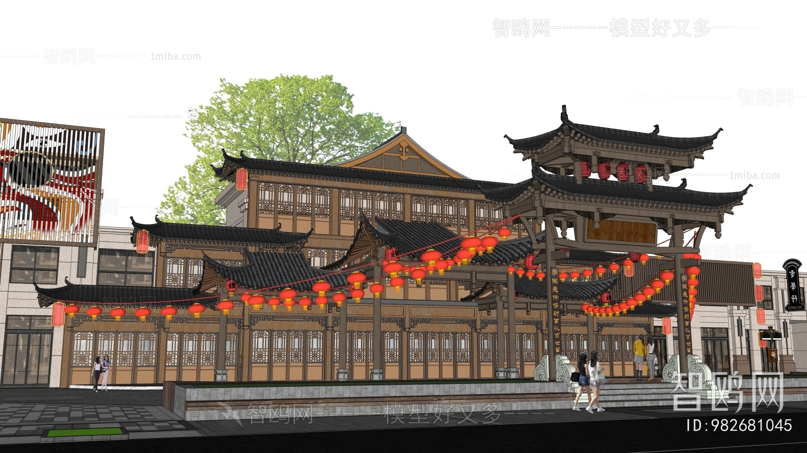 New Chinese Style Appearance Of Commercial Building