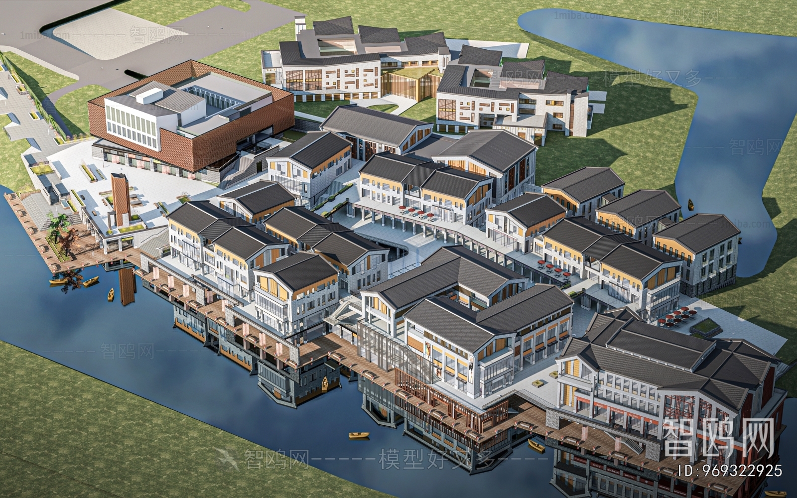 New Chinese Style Architectural Bird's-eye View Planning