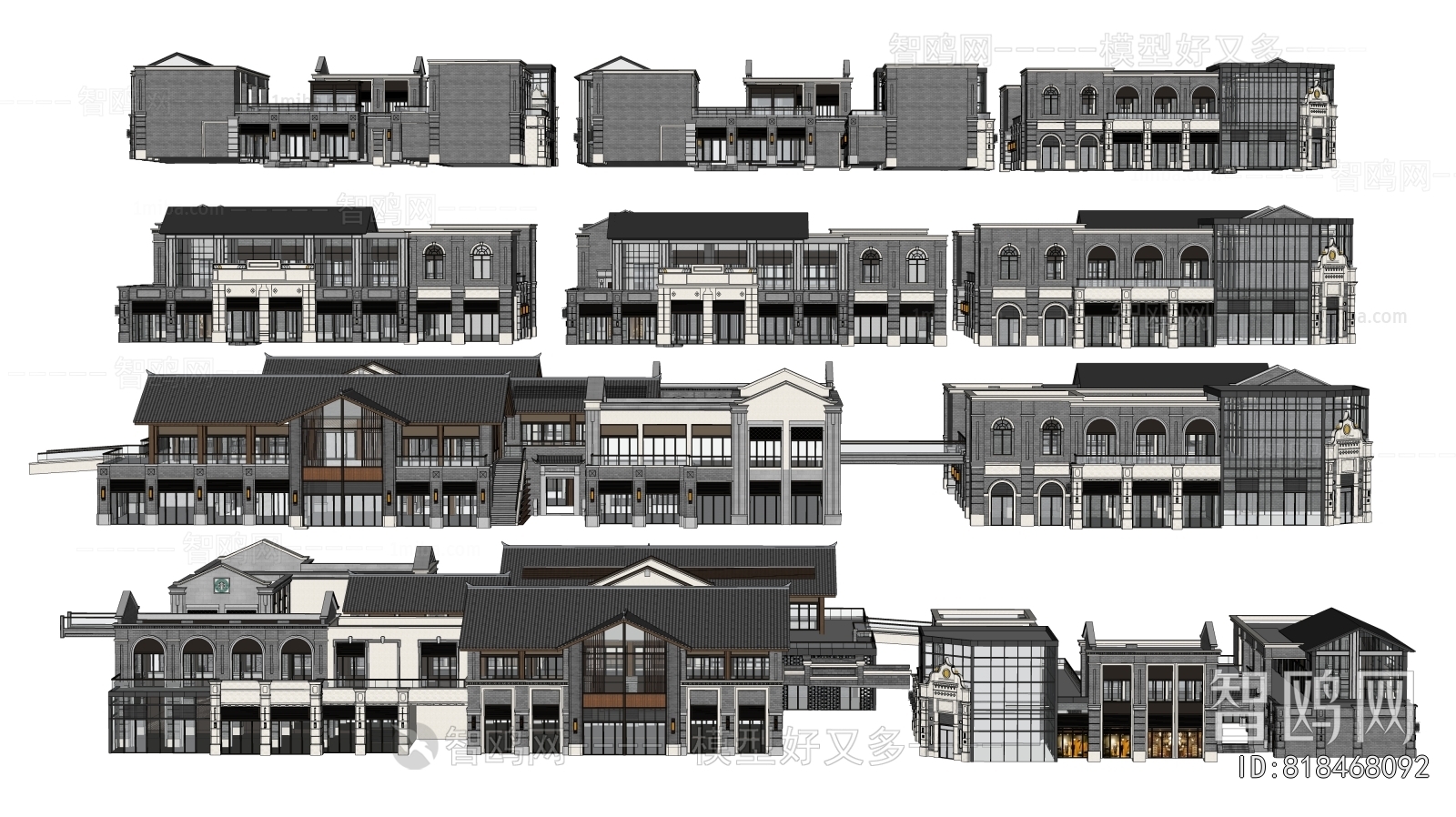 New Chinese Style Appearance Of Commercial Building