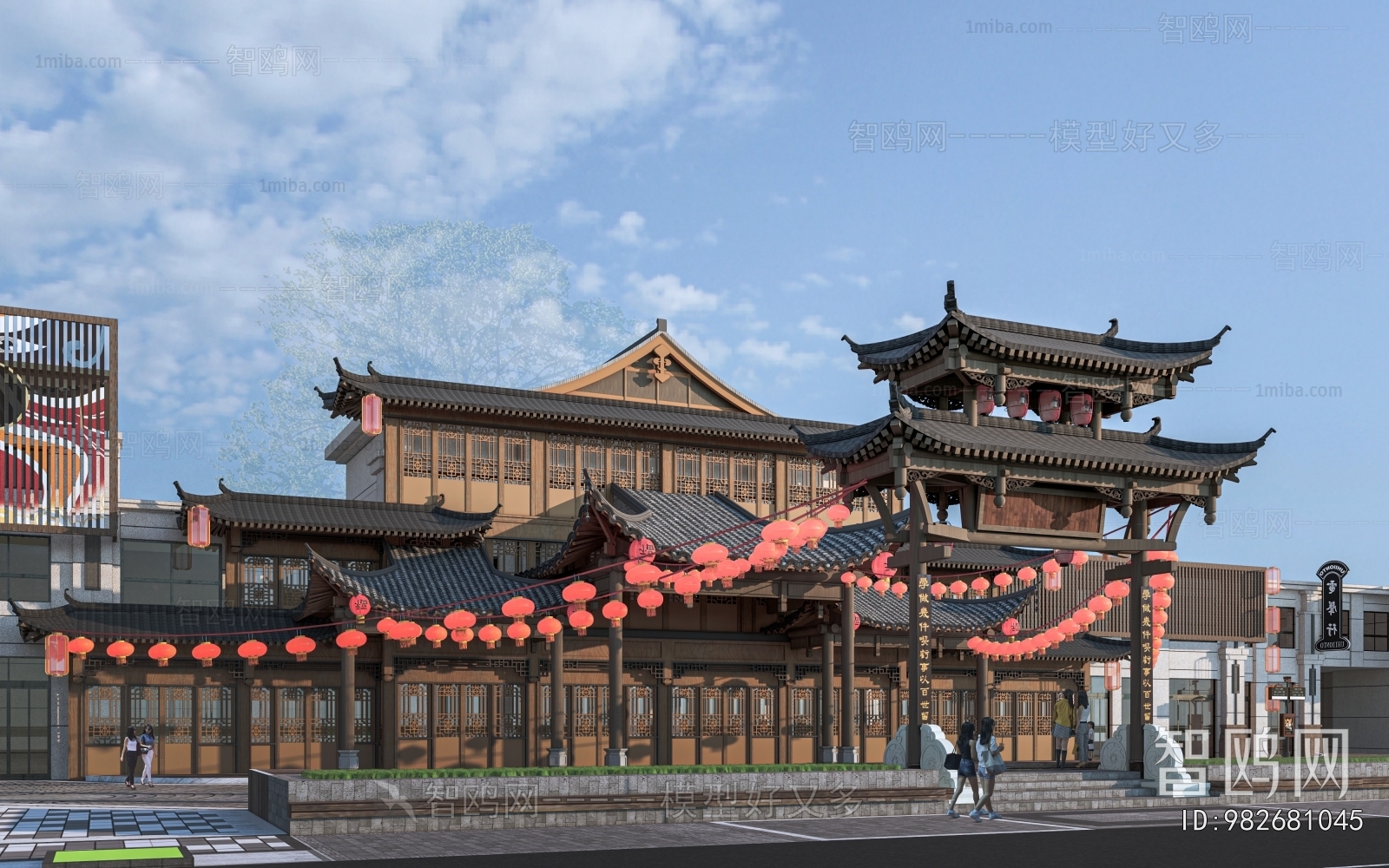 New Chinese Style Appearance Of Commercial Building