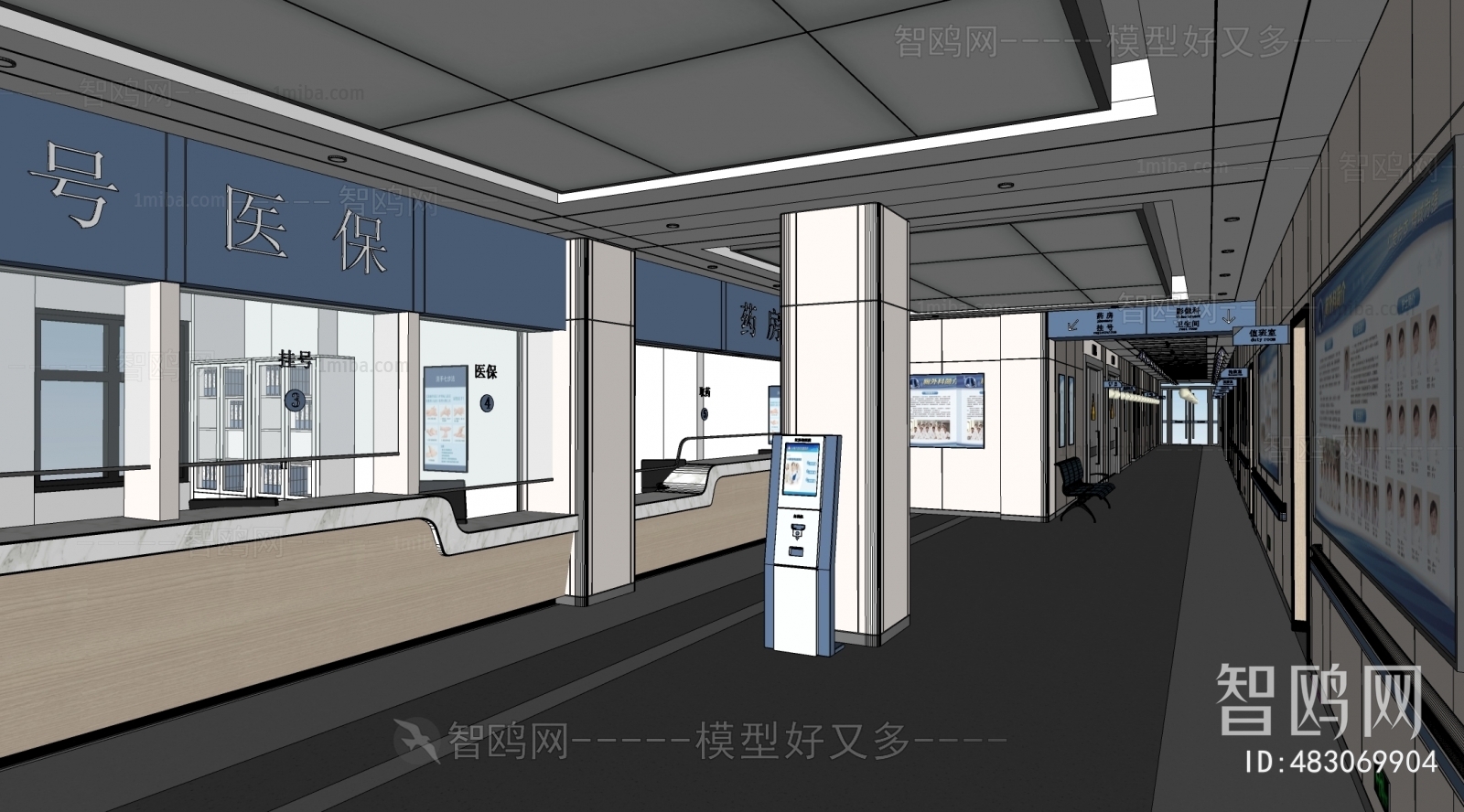 现代医院过道走廊