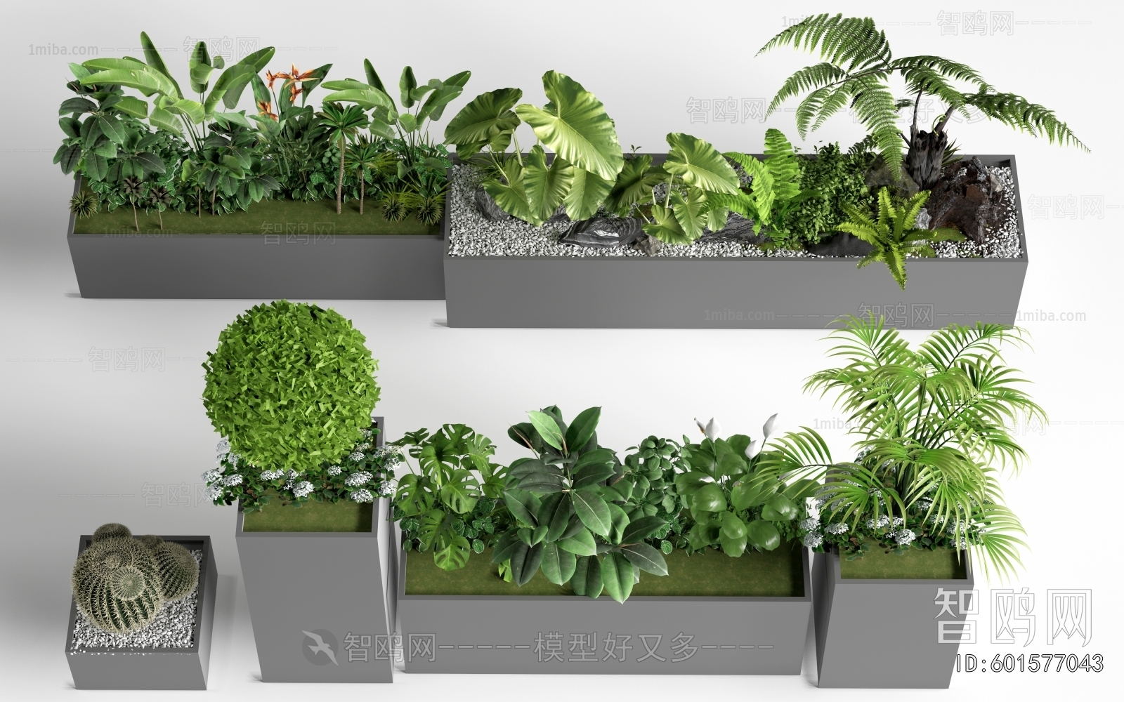 现代外摆绿植花箱组合