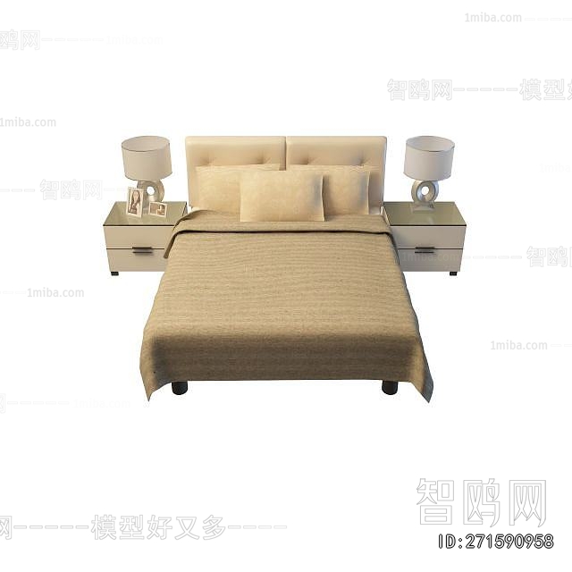 Simple European Style Double Bed