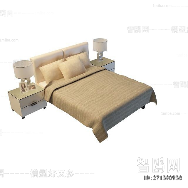 Simple European Style Double Bed