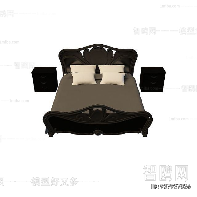 Simple European Style Double Bed