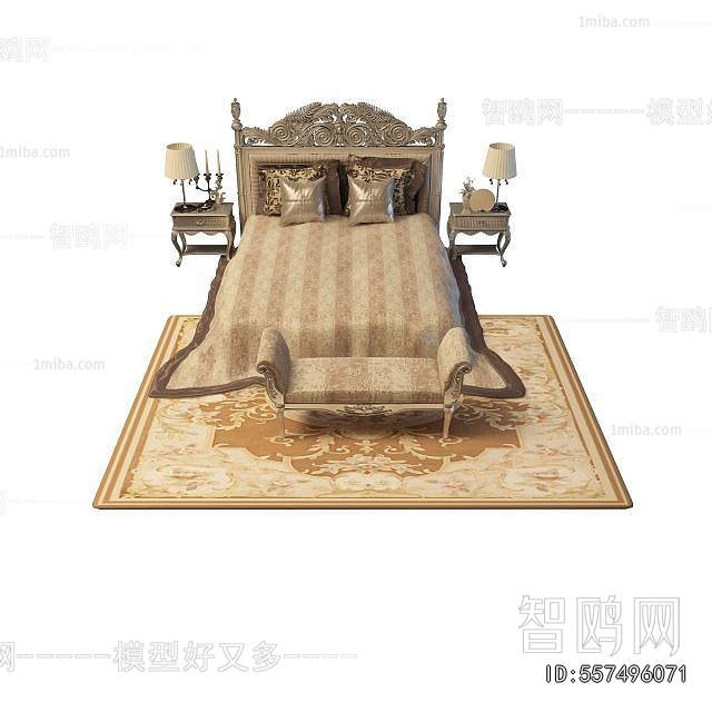 Simple European Style Double Bed