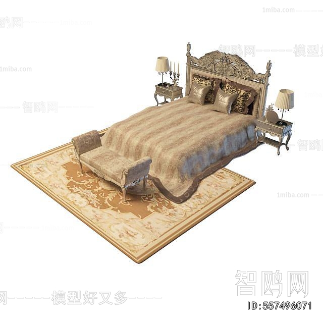 Simple European Style Double Bed